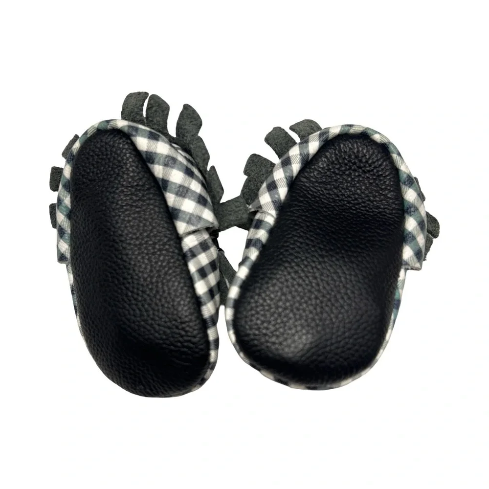 BirdRock Baby Moccasin Shoes US 3 Black White Leather Style Fall Halloween